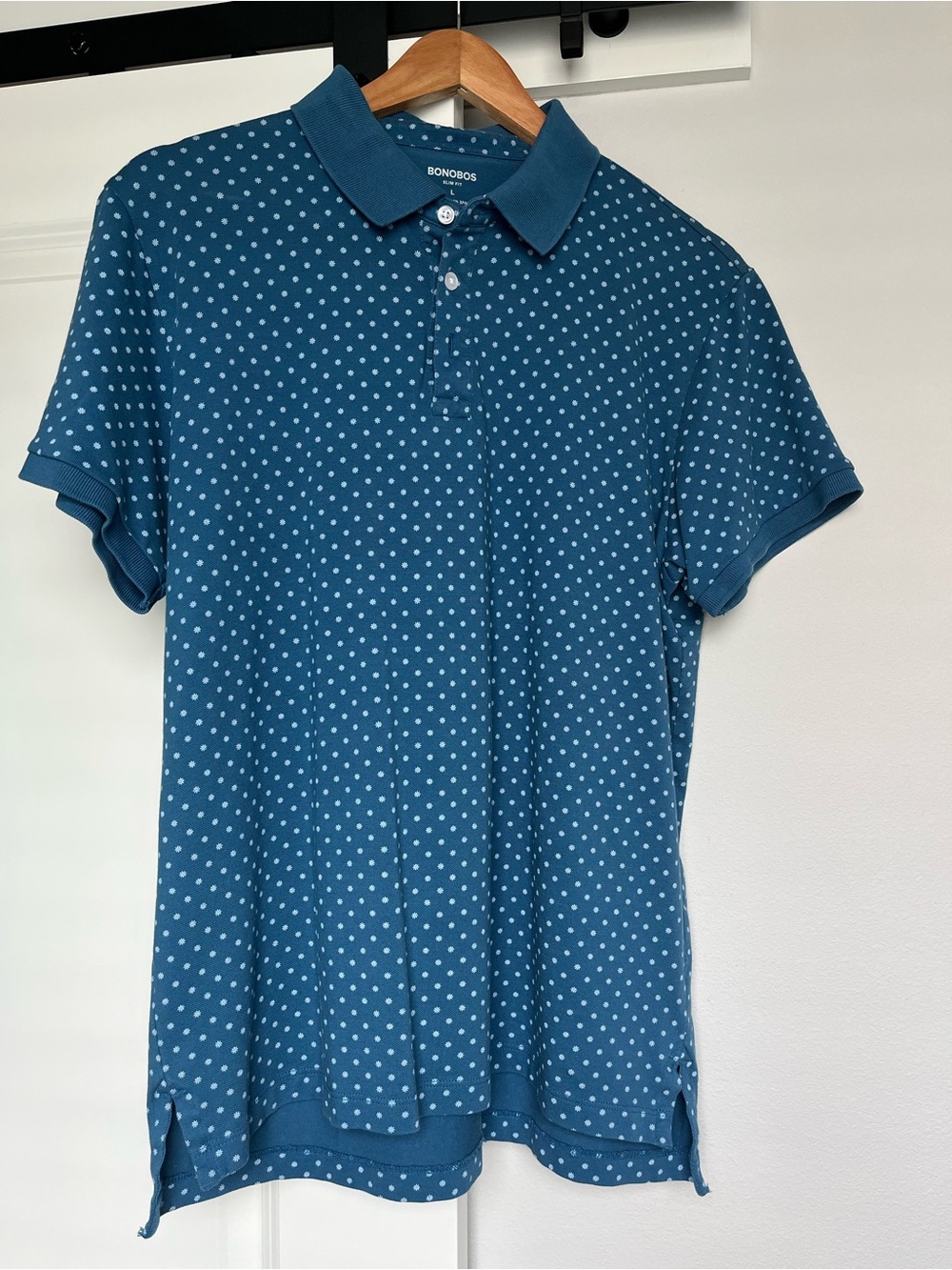 BONOBOS Men’s Cotton Polo, Slate Blue, Large, Slim Fit (read description).